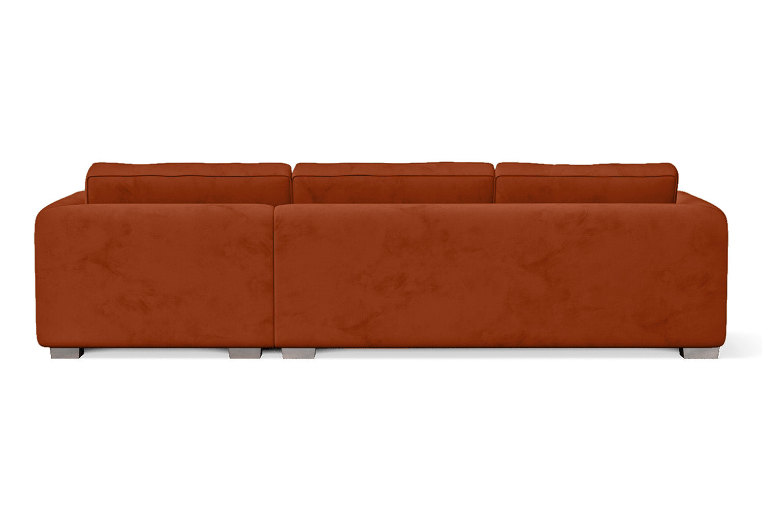 Barletta 3 Seater Right Hand Facing Chaise Lounge Corner Sofa Orange Velvet