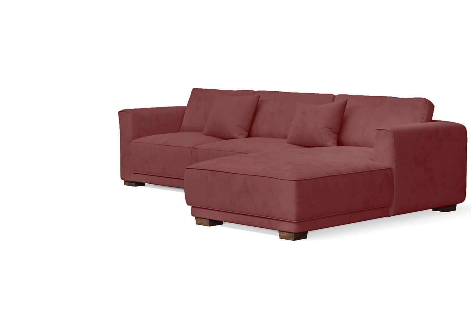 Barletta 3 Seater Right Hand Facing Chaise Lounge Corner Sofa Pink Velvet