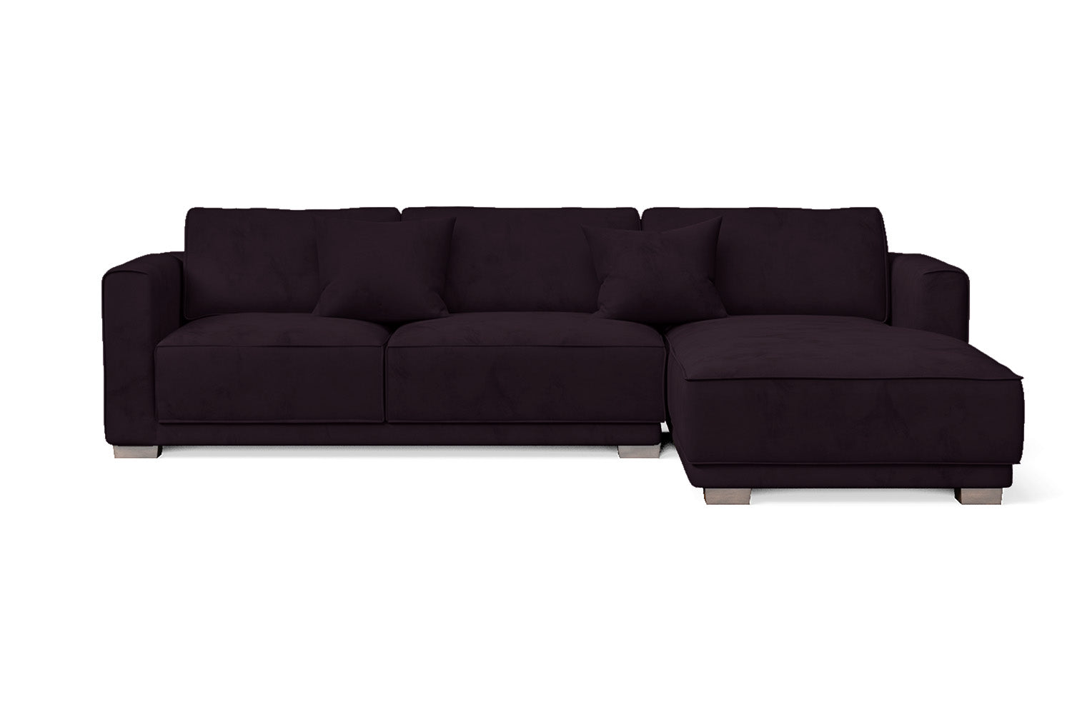 Barletta 3 Seater Right Hand Facing Chaise Lounge Corner Sofa Purple Velvet