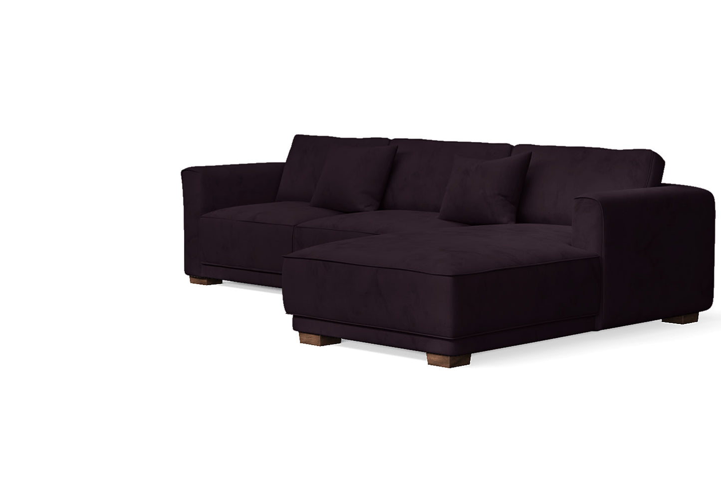 Barletta 3 Seater Right Hand Facing Chaise Lounge Corner Sofa Purple Velvet