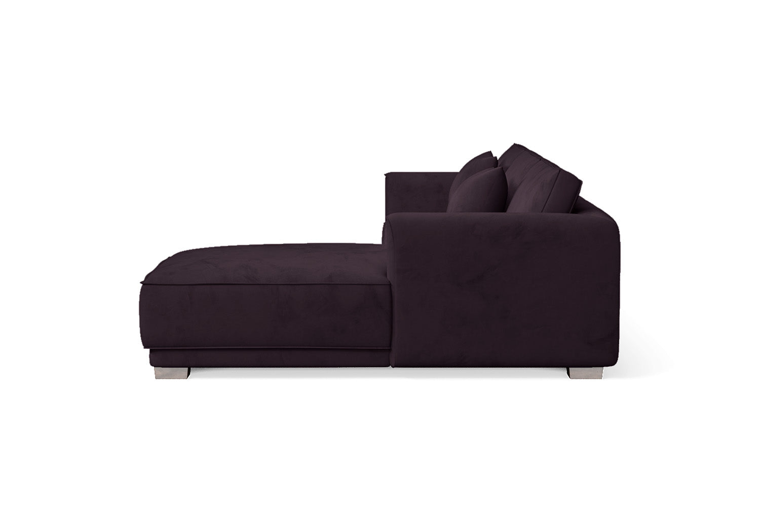 Barletta 3 Seater Right Hand Facing Chaise Lounge Corner Sofa Purple Velvet