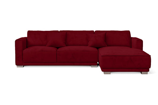 Barletta 3 Seater Right Hand Facing Chaise Lounge Corner Sofa Red Velvet