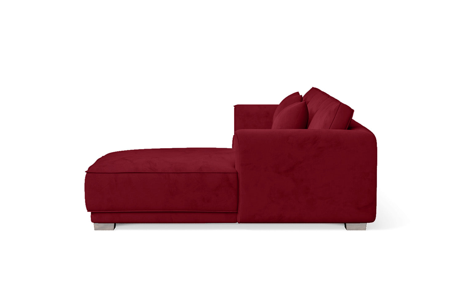 Barletta 3 Seater Right Hand Facing Chaise Lounge Corner Sofa Red Velvet