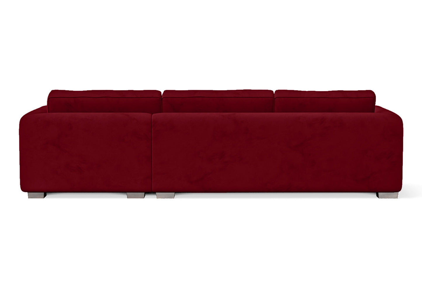 Barletta 3 Seater Right Hand Facing Chaise Lounge Corner Sofa Red Velvet