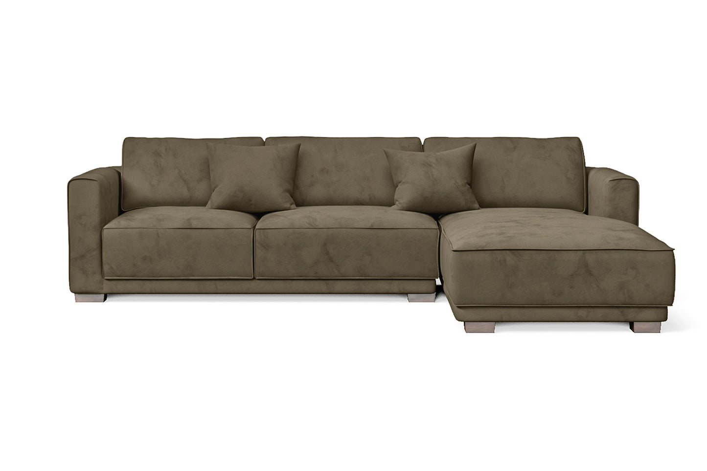 Barletta 3 Seater Right Hand Facing Chaise Lounge Corner Sofa Sand Velvet