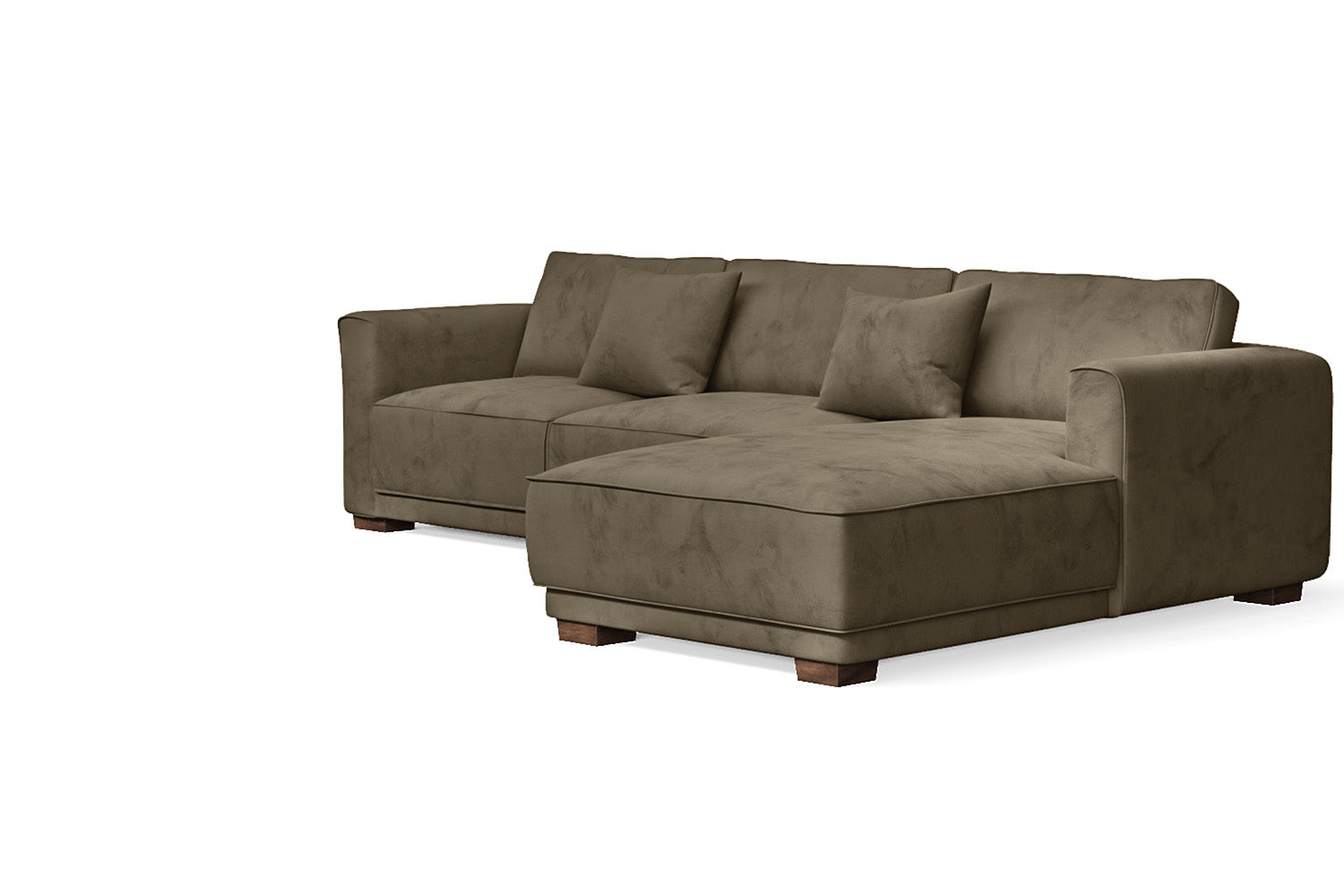 Barletta 3 Seater Right Hand Facing Chaise Lounge Corner Sofa Sand Velvet