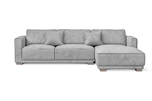 Barletta 3 Seater Right Hand Facing Chaise Lounge Corner Sofa White Velvet