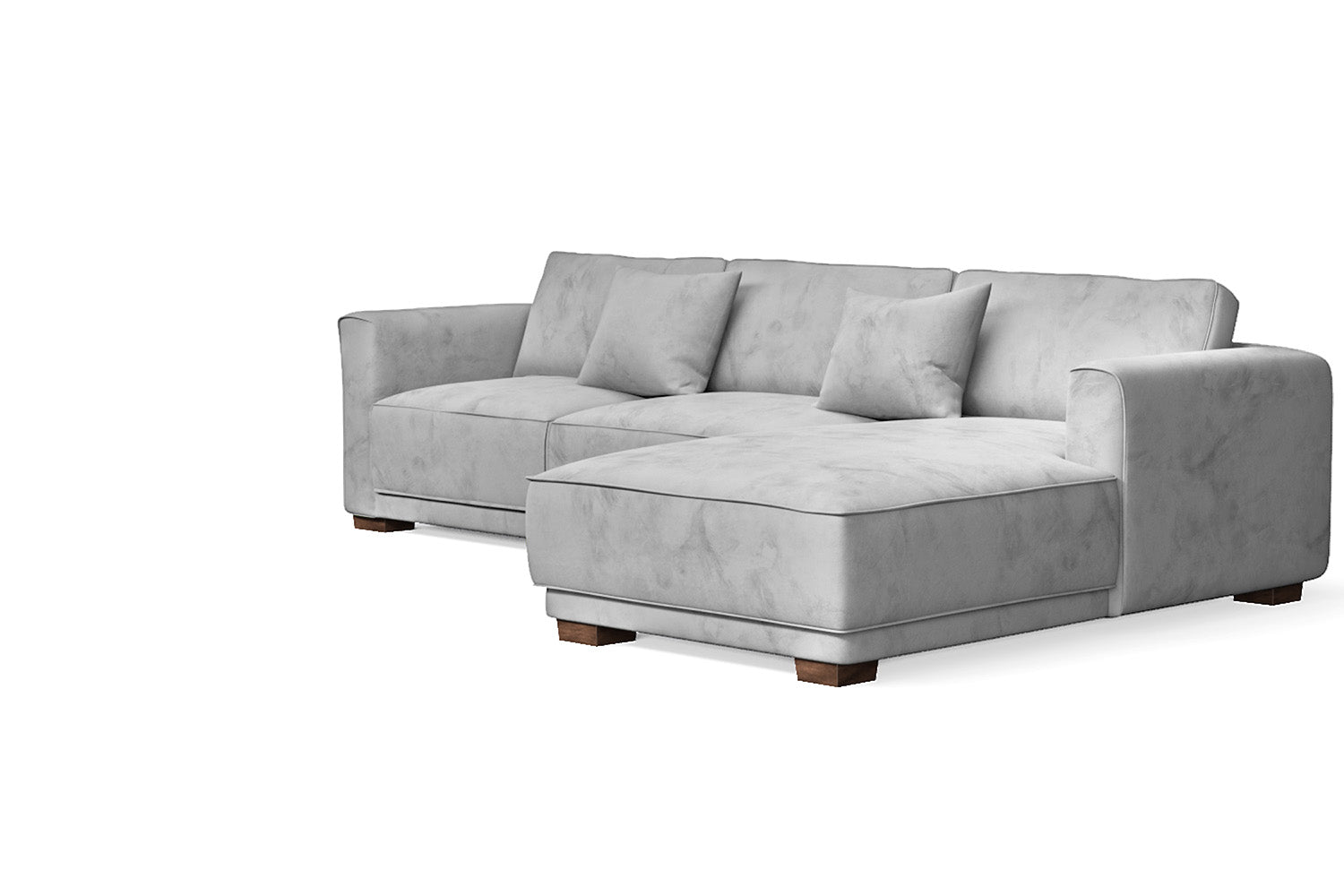 Barletta 3 Seater Right Hand Facing Chaise Lounge Corner Sofa White Velvet