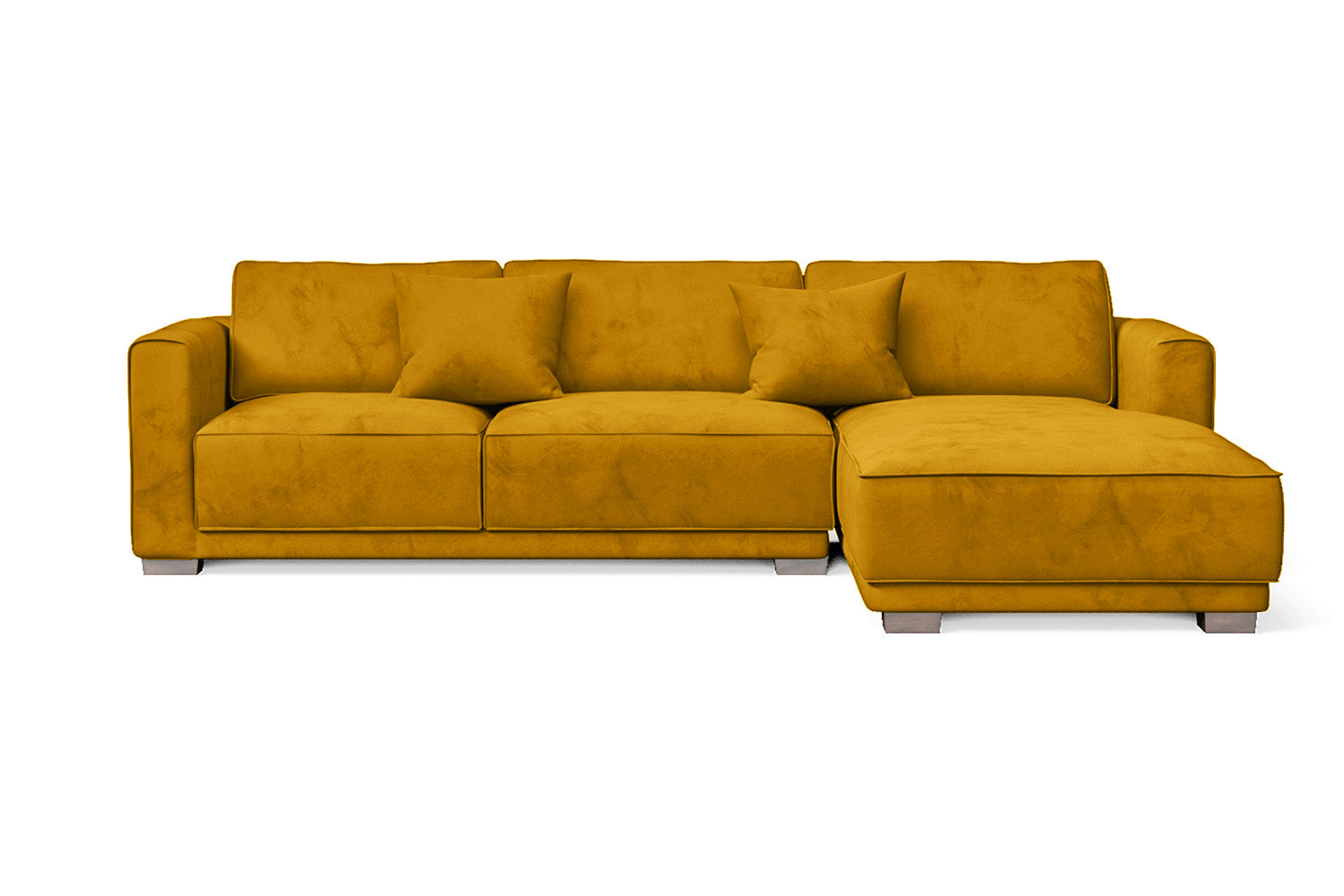 Barletta 3 Seater Right Hand Facing Chaise Lounge Corner Sofa Yellow Velvet