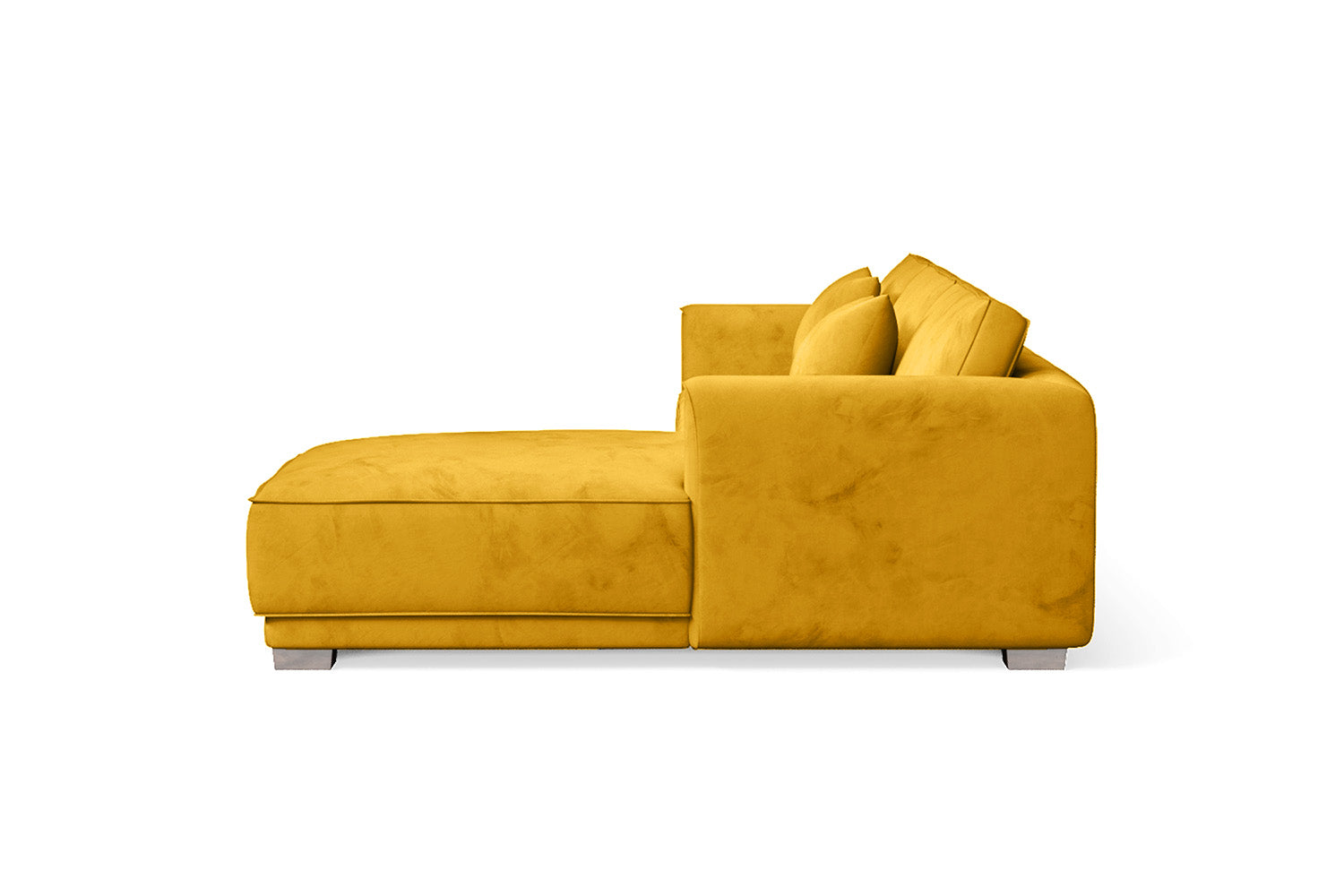 Barletta 3 Seater Right Hand Facing Chaise Lounge Corner Sofa Yellow Velvet