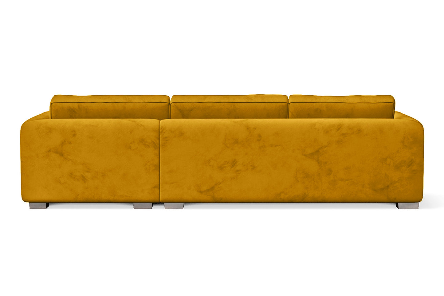 Barletta 3 Seater Right Hand Facing Chaise Lounge Corner Sofa Yellow Velvet