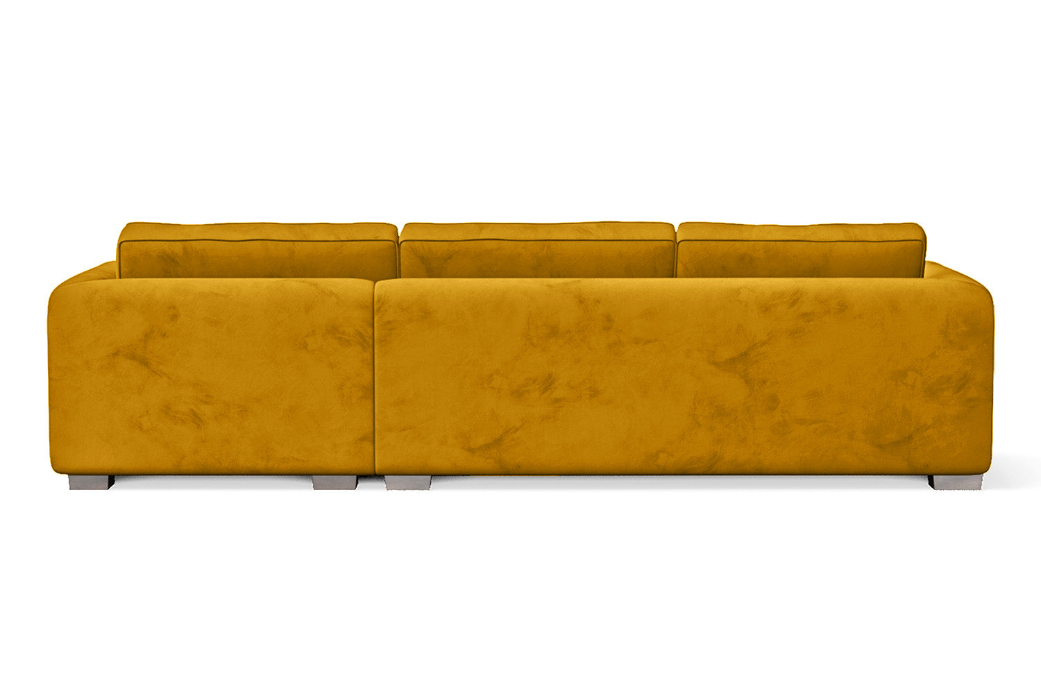 Barletta 3 Seater Right Hand Facing Chaise Lounge Corner Sofa Yellow Velvet