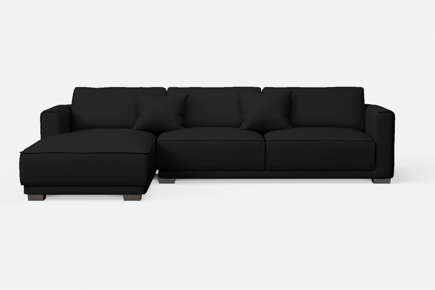 Barletta 4 Seater Left Hand Facing Chaise Lounge Corner Sofa Black Leather