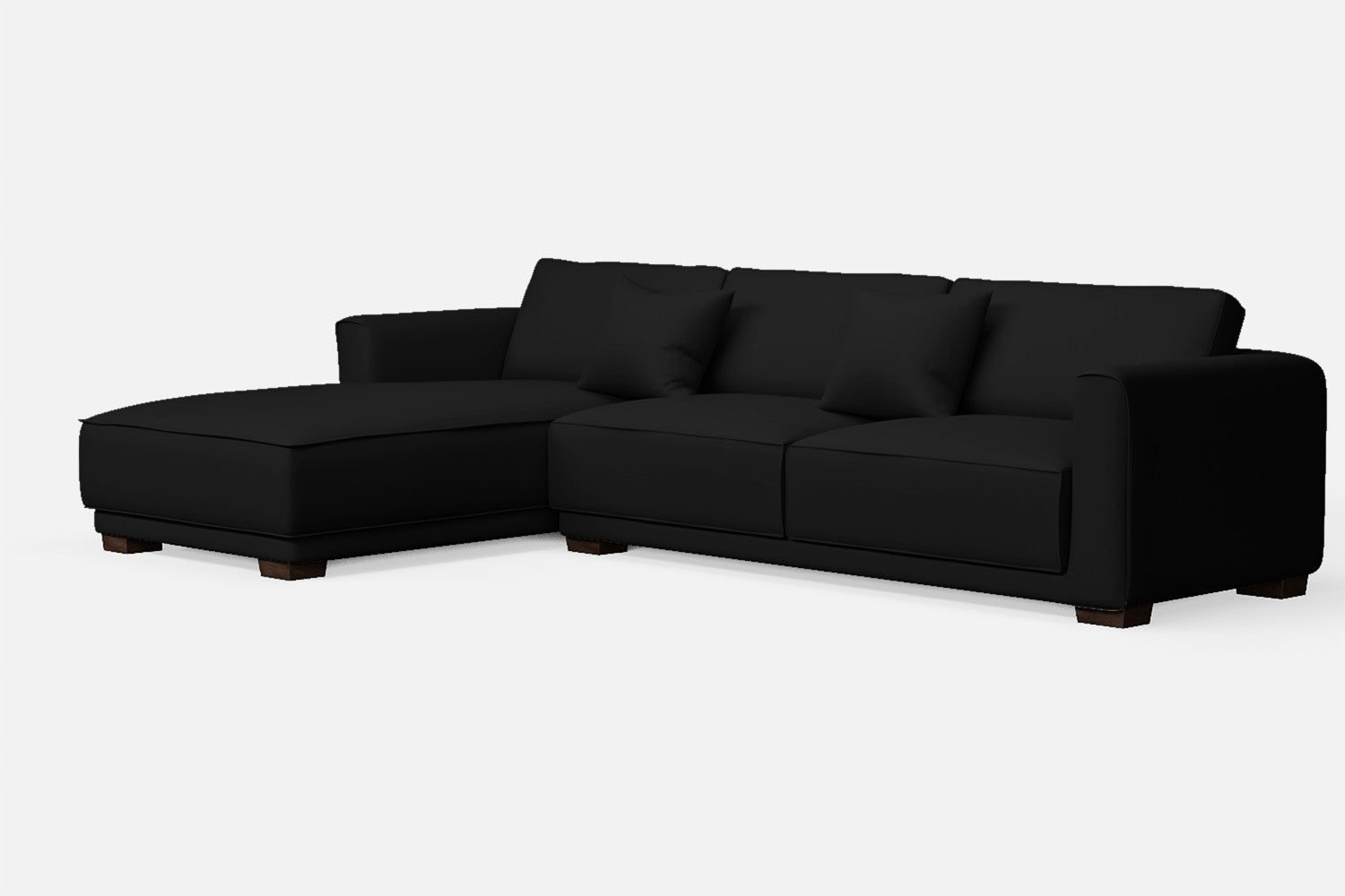 Barletta 4 Seater Left Hand Facing Chaise Lounge Corner Sofa Black Leather