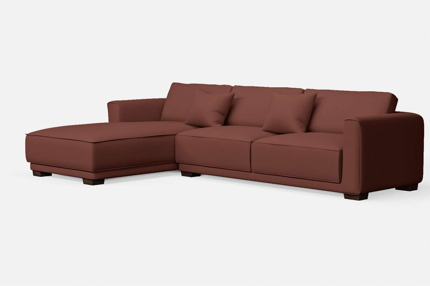 Barletta 4 Seater Left Hand Facing Chaise Lounge Corner Sofa Mauve Leather