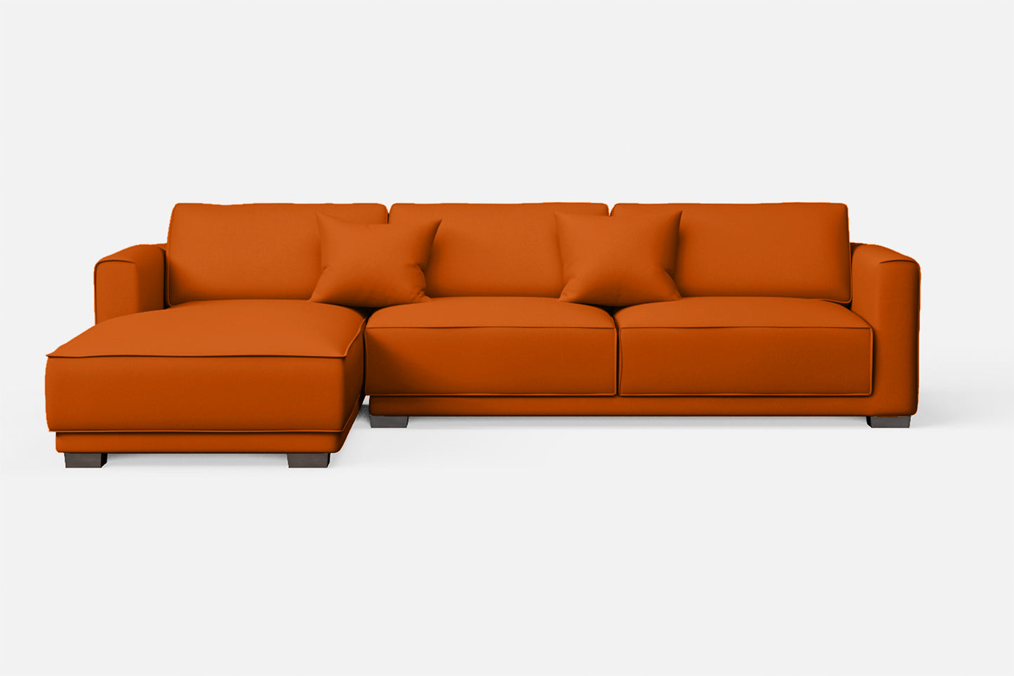 Barletta 4 Seater Left Hand Facing Chaise Lounge Corner Sofa Orange Leather