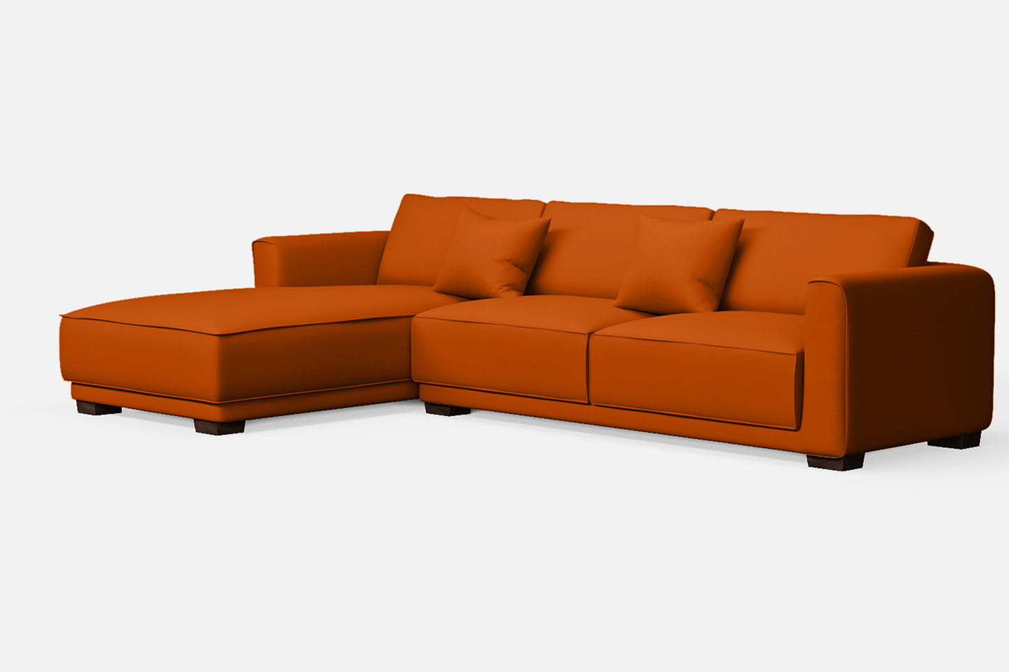 Barletta 4 Seater Left Hand Facing Chaise Lounge Corner Sofa Orange Leather