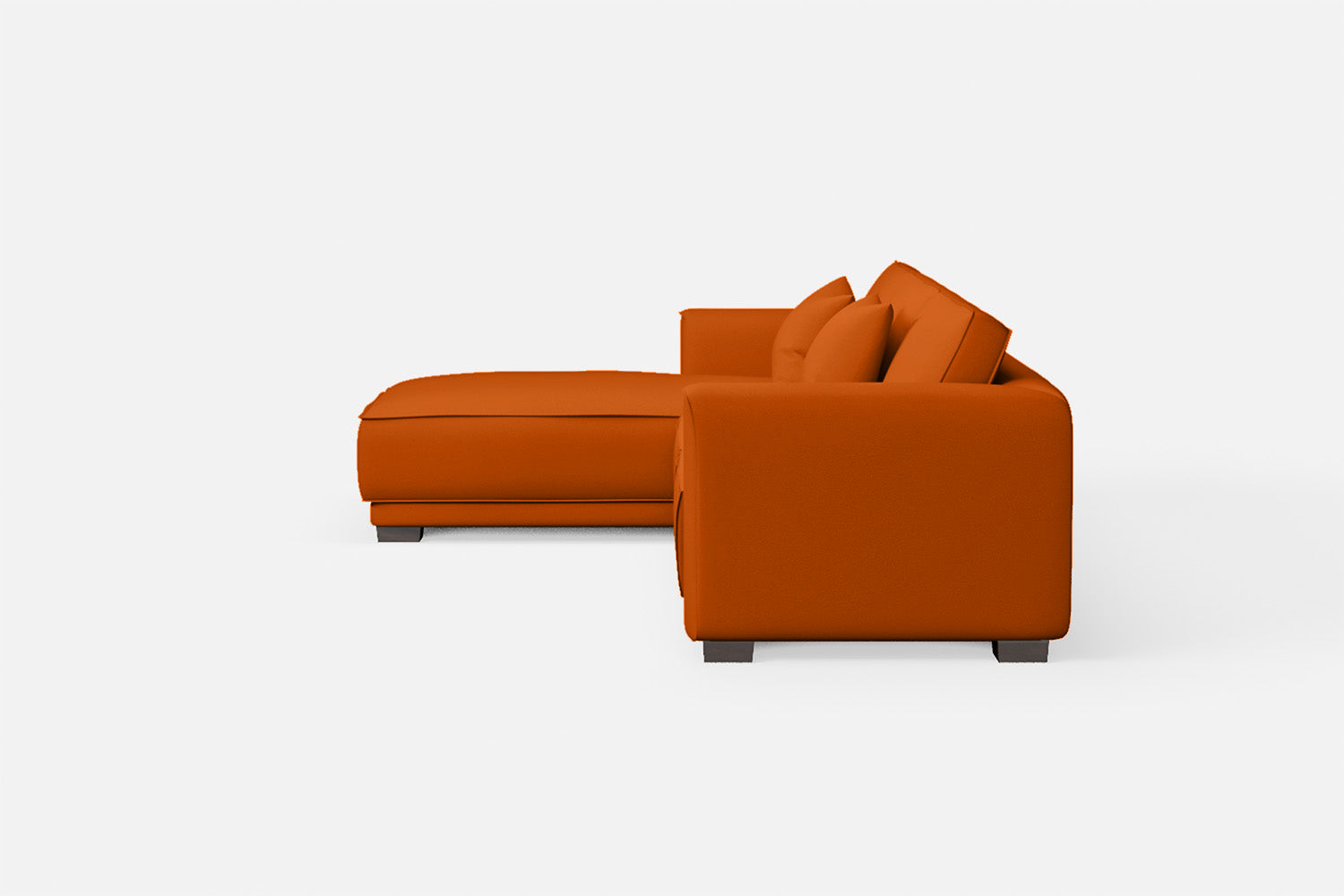 Barletta 4 Seater Left Hand Facing Chaise Lounge Corner Sofa Orange Leather