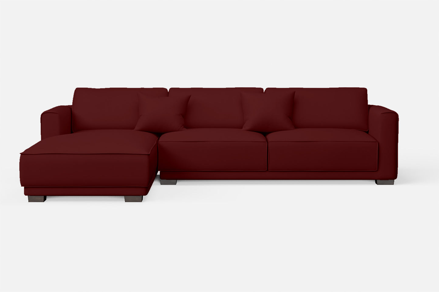 Barletta 4 Seater Left Hand Facing Chaise Lounge Corner Sofa Red Leather