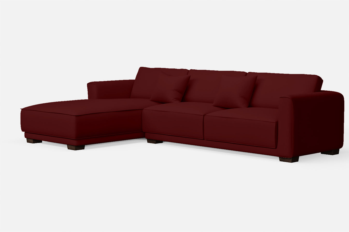 Barletta 4 Seater Left Hand Facing Chaise Lounge Corner Sofa Red Leather