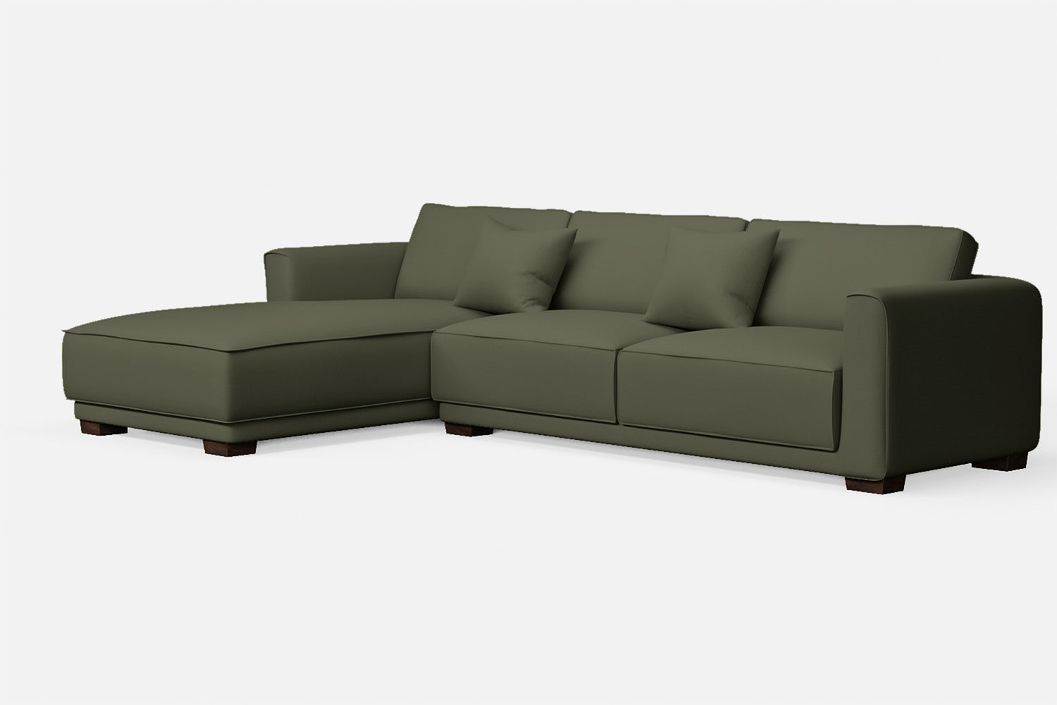 Barletta 4 Seater Left Hand Facing Chaise Lounge Corner Sofa Sage Leather