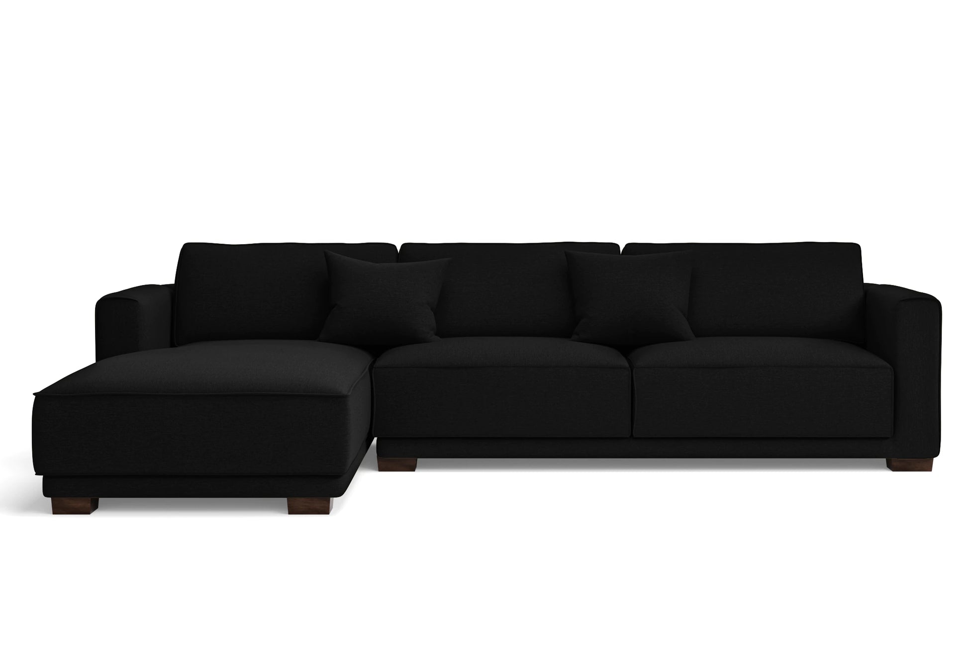 Barletta 4 Seater Left Hand Facing Chaise Lounge Corner Sofa Black Linen Fabric