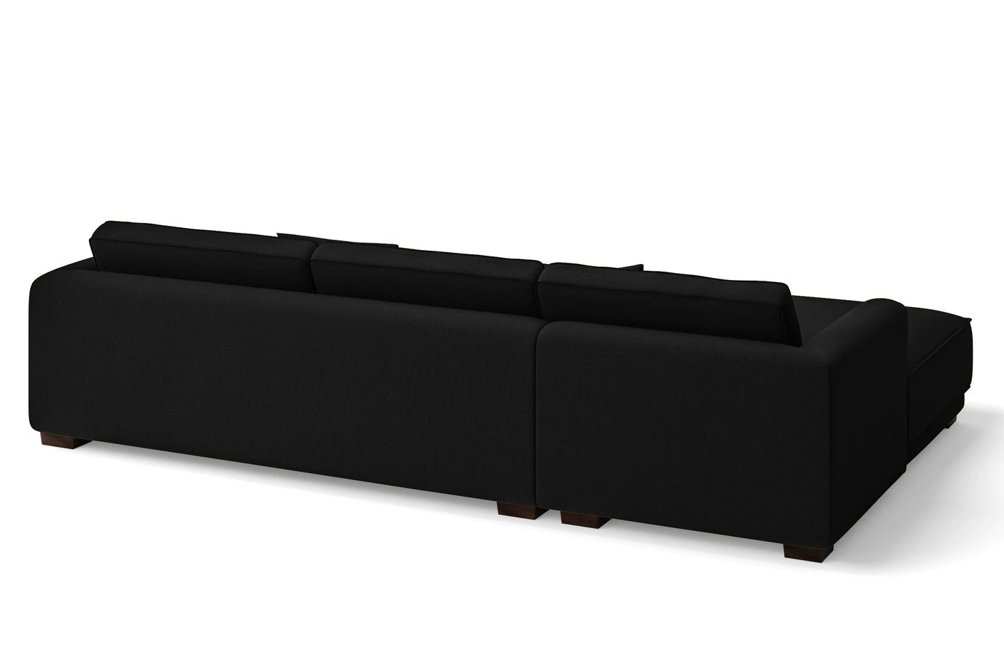 Barletta 4 Seater Left Hand Facing Chaise Lounge Corner Sofa Black Linen Fabric