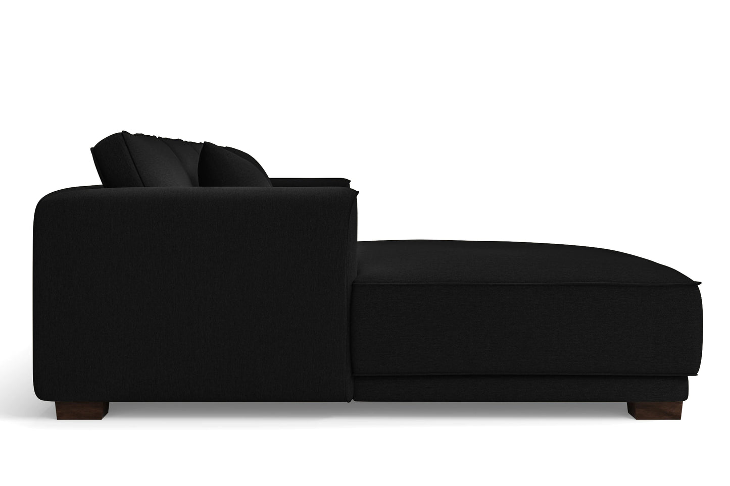 Barletta 4 Seater Left Hand Facing Chaise Lounge Corner Sofa Black Linen Fabric