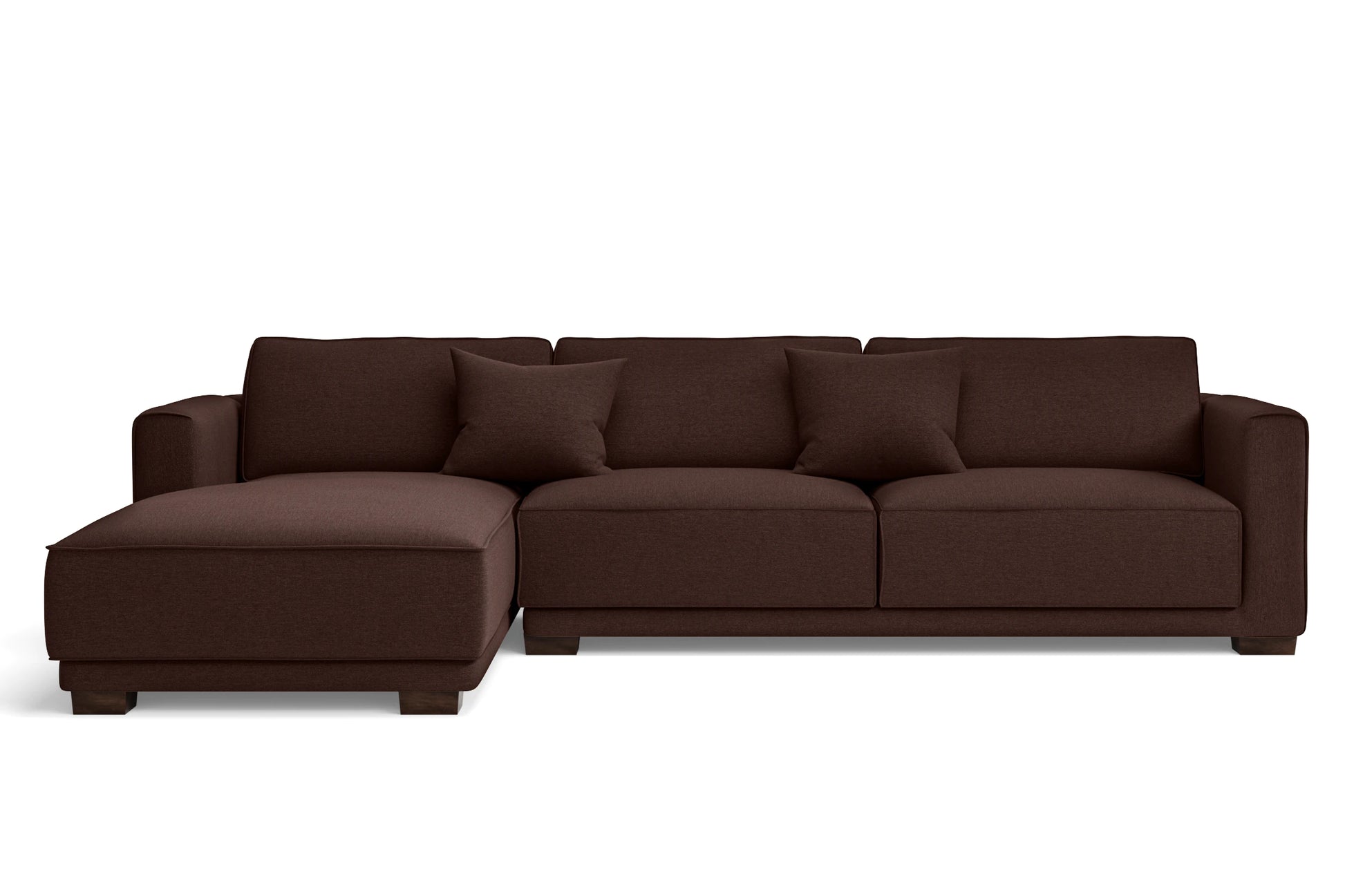 Barletta 4 Seater Left Hand Facing Chaise Lounge Corner Sofa Coffee Brown Linen Fabric