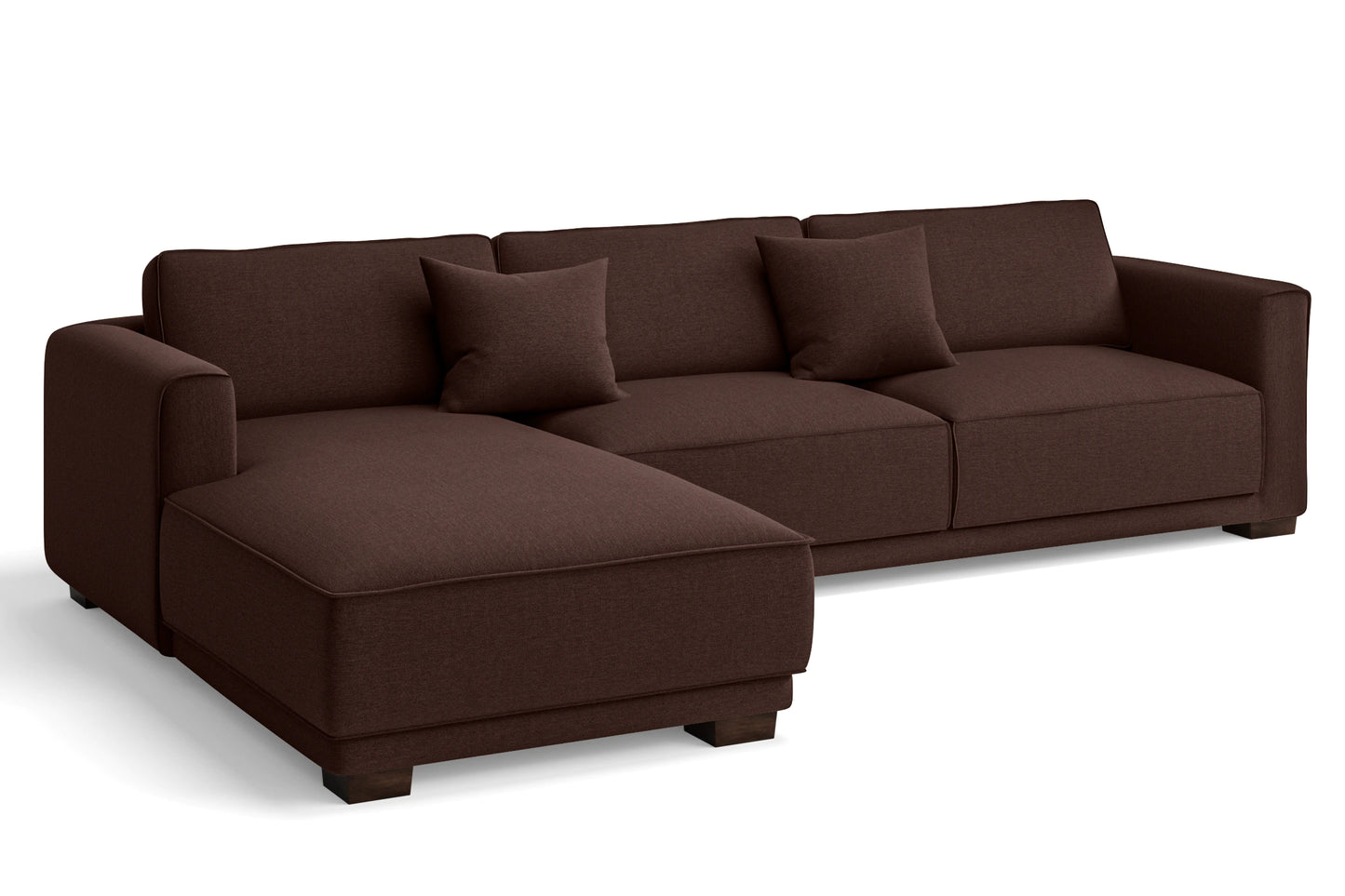 Barletta 4 Seater Left Hand Facing Chaise Lounge Corner Sofa Coffee Brown Linen Fabric