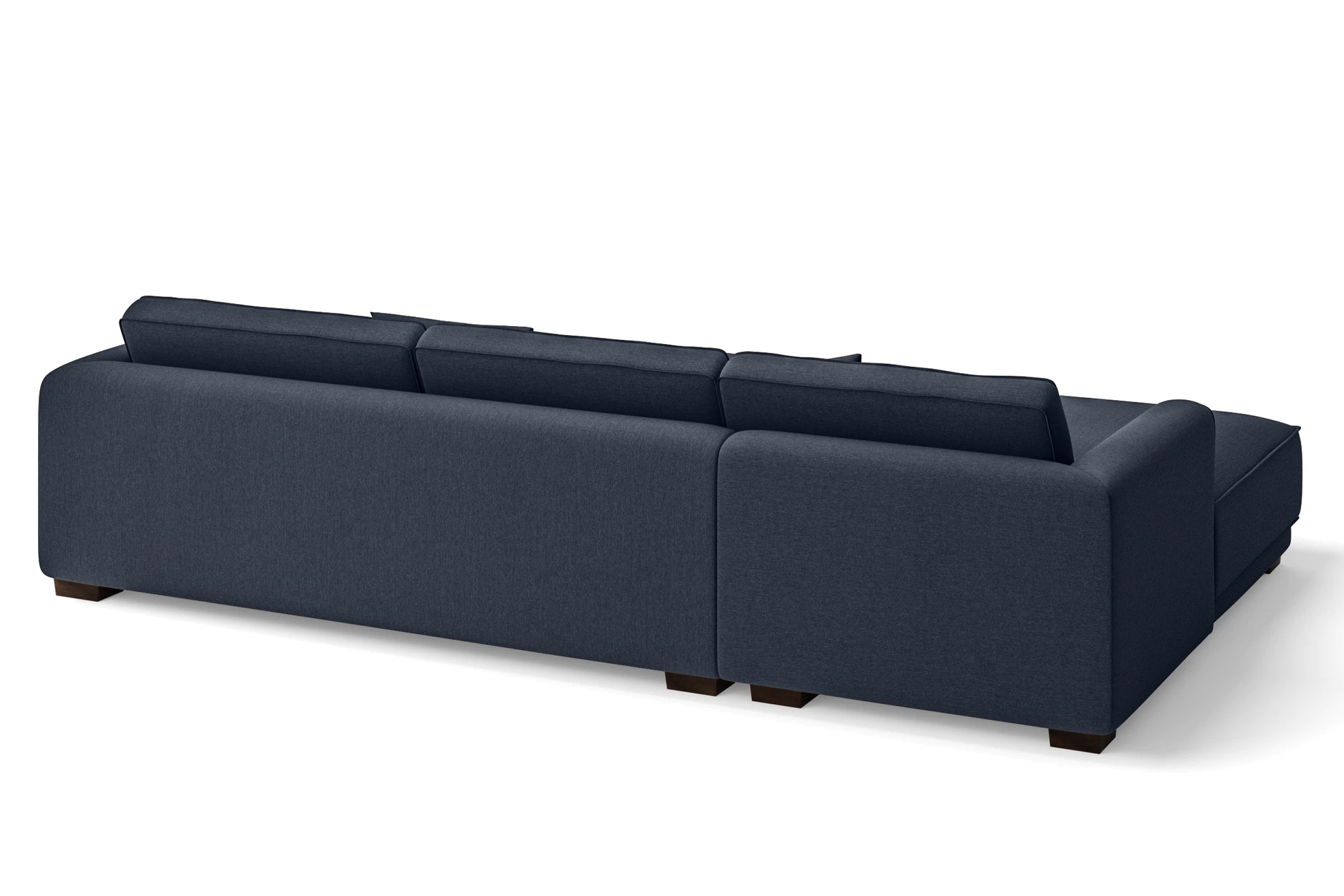 Barletta 4 Seater Left Hand Facing Chaise Lounge Corner Sofa Dark Blue Linen Fabric