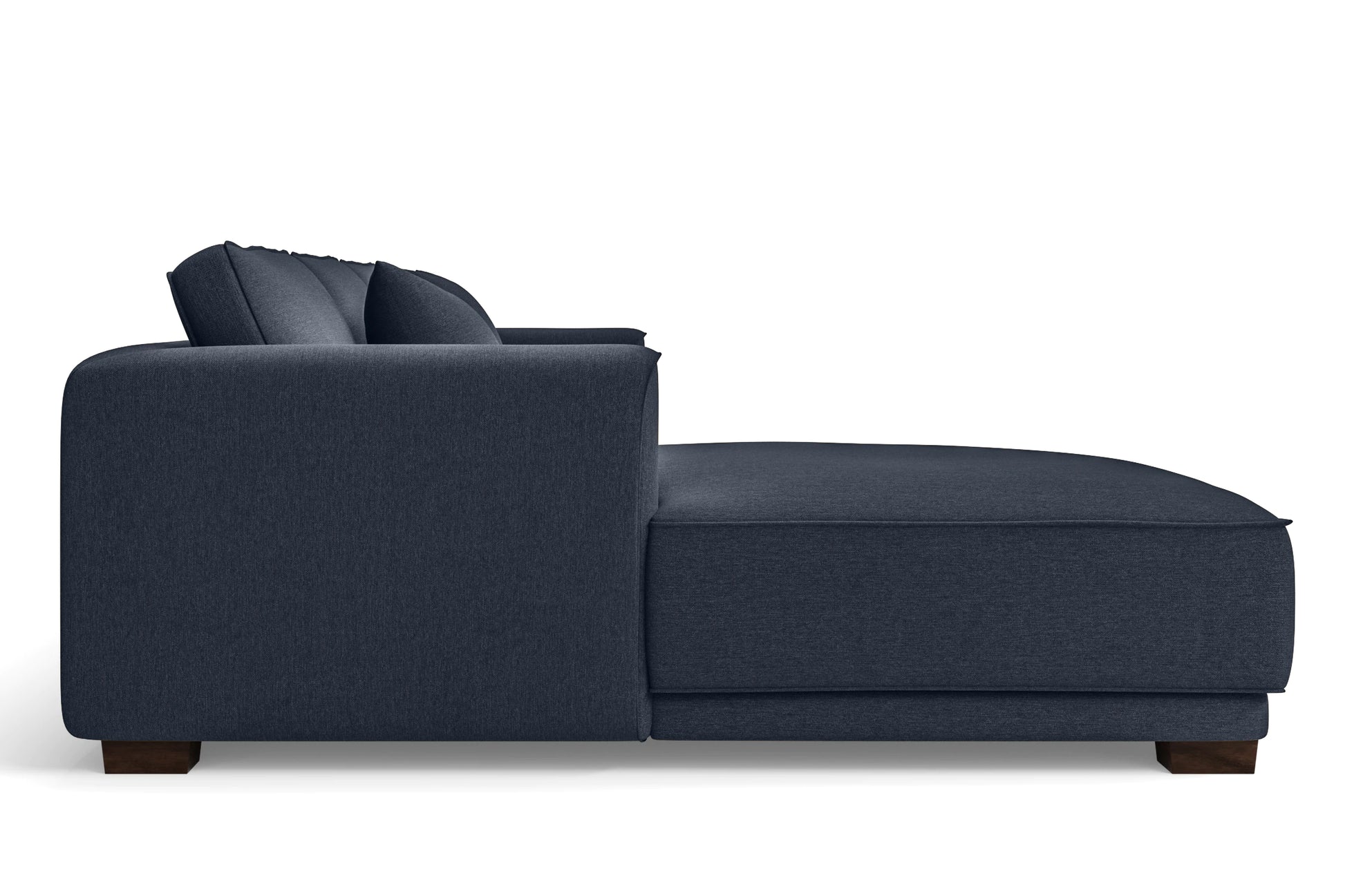 Barletta 4 Seater Left Hand Facing Chaise Lounge Corner Sofa Dark Blue Linen Fabric