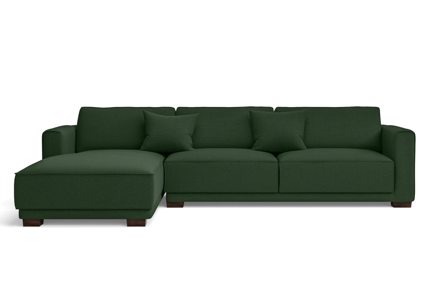 Barletta 4 Seater Left Hand Facing Chaise Lounge Corner Sofa Forest Green Linen Fabric