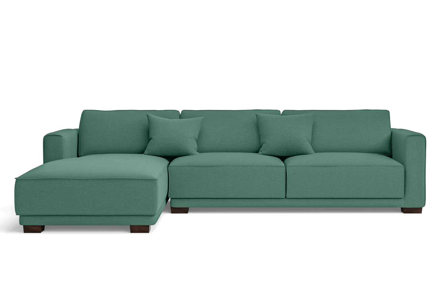 Barletta 4 Seater Left Hand Facing Chaise Lounge Corner Sofa Mint Green Linen Fabric