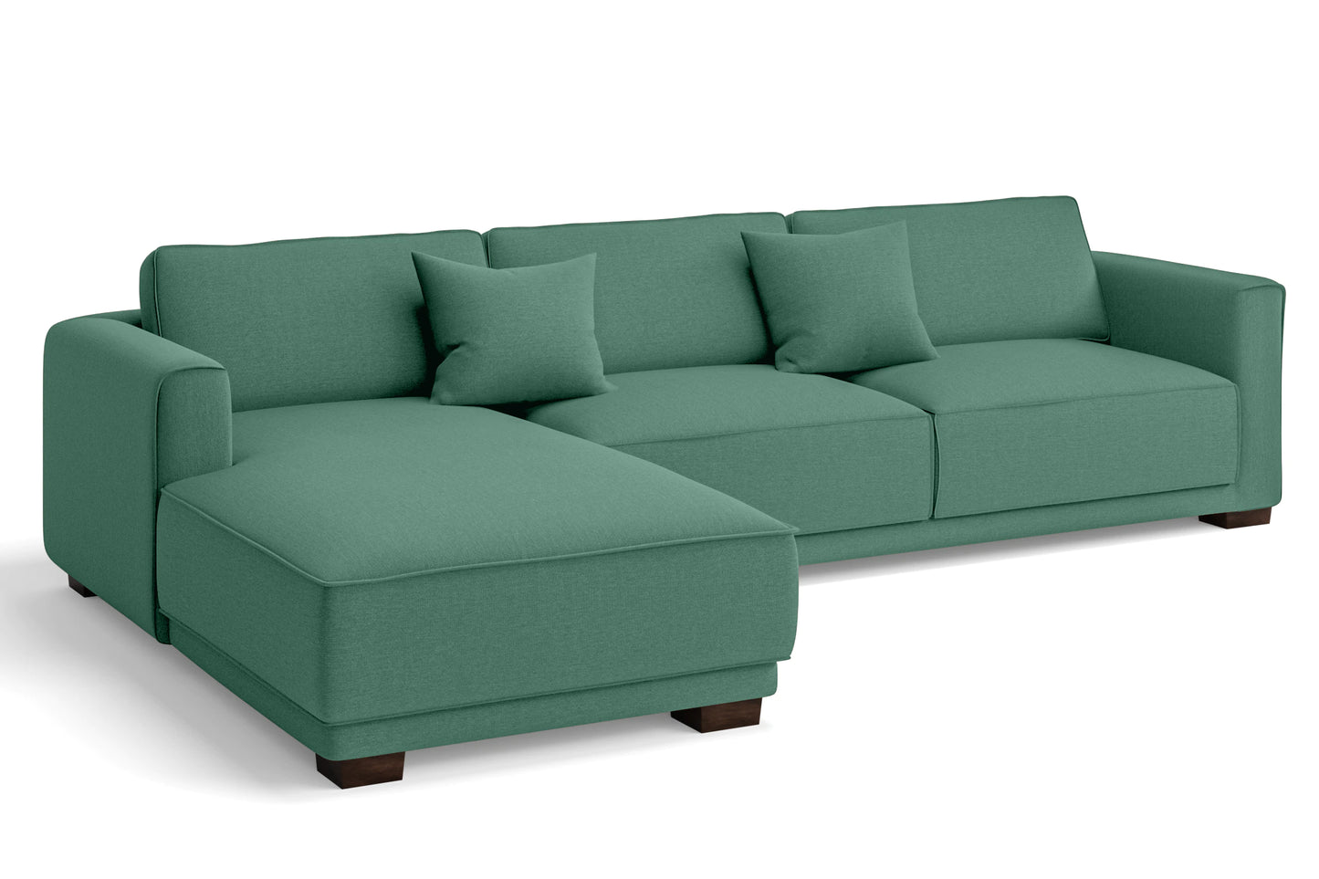 Barletta 4 Seater Left Hand Facing Chaise Lounge Corner Sofa Mint Green Linen Fabric