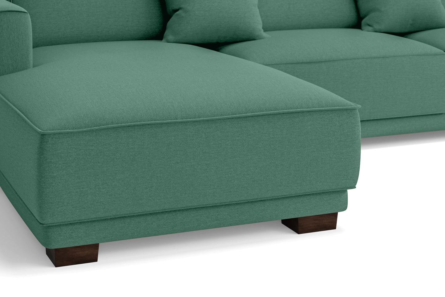 Barletta 4 Seater Left Hand Facing Chaise Lounge Corner Sofa Mint Green Linen Fabric