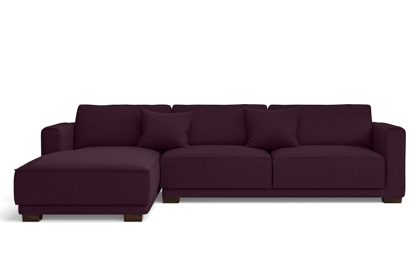 Barletta 4 Seater Left Hand Facing Chaise Lounge Corner Sofa Purple Linen Fabric