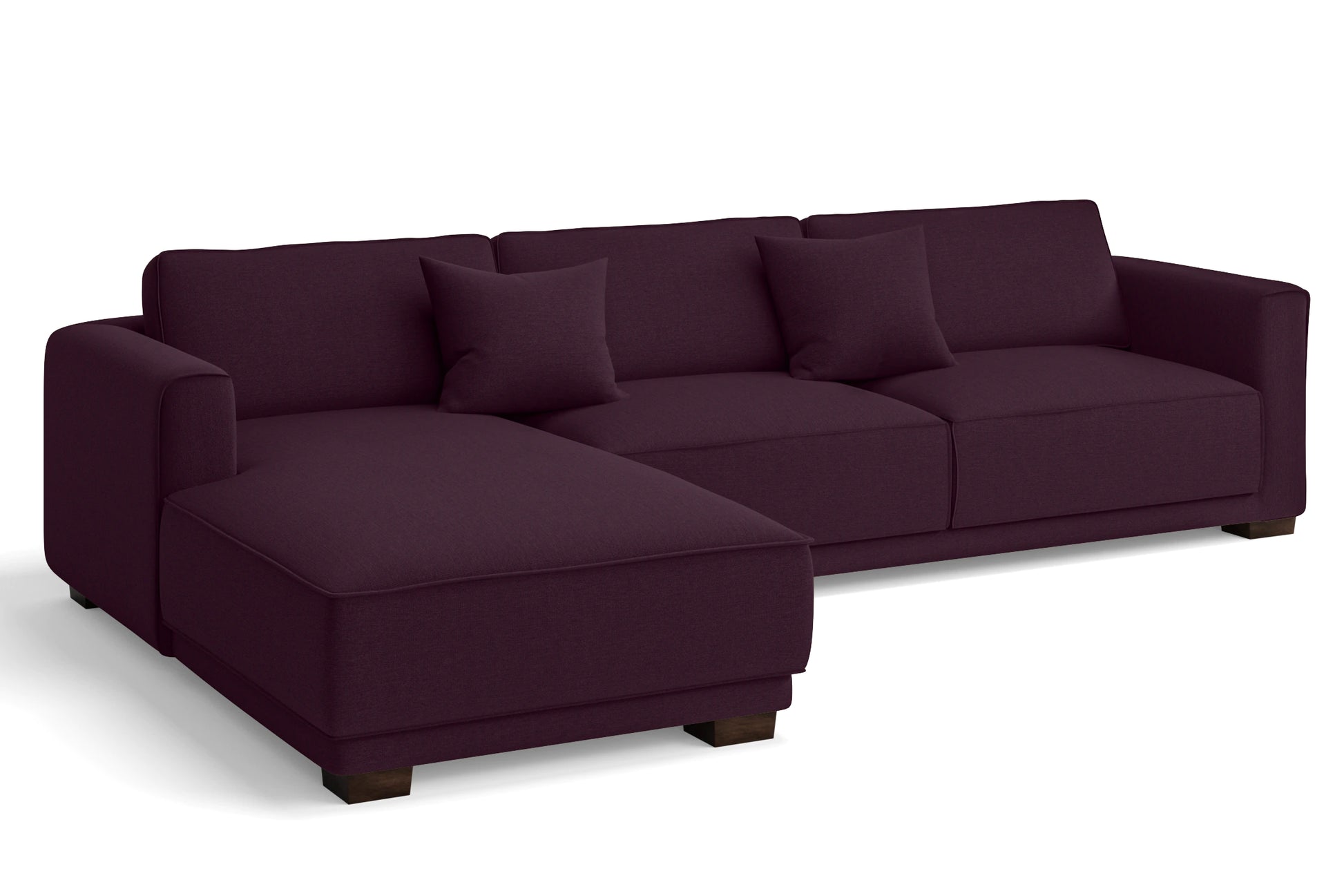 Barletta 4 Seater Left Hand Facing Chaise Lounge Corner Sofa Purple Linen Fabric