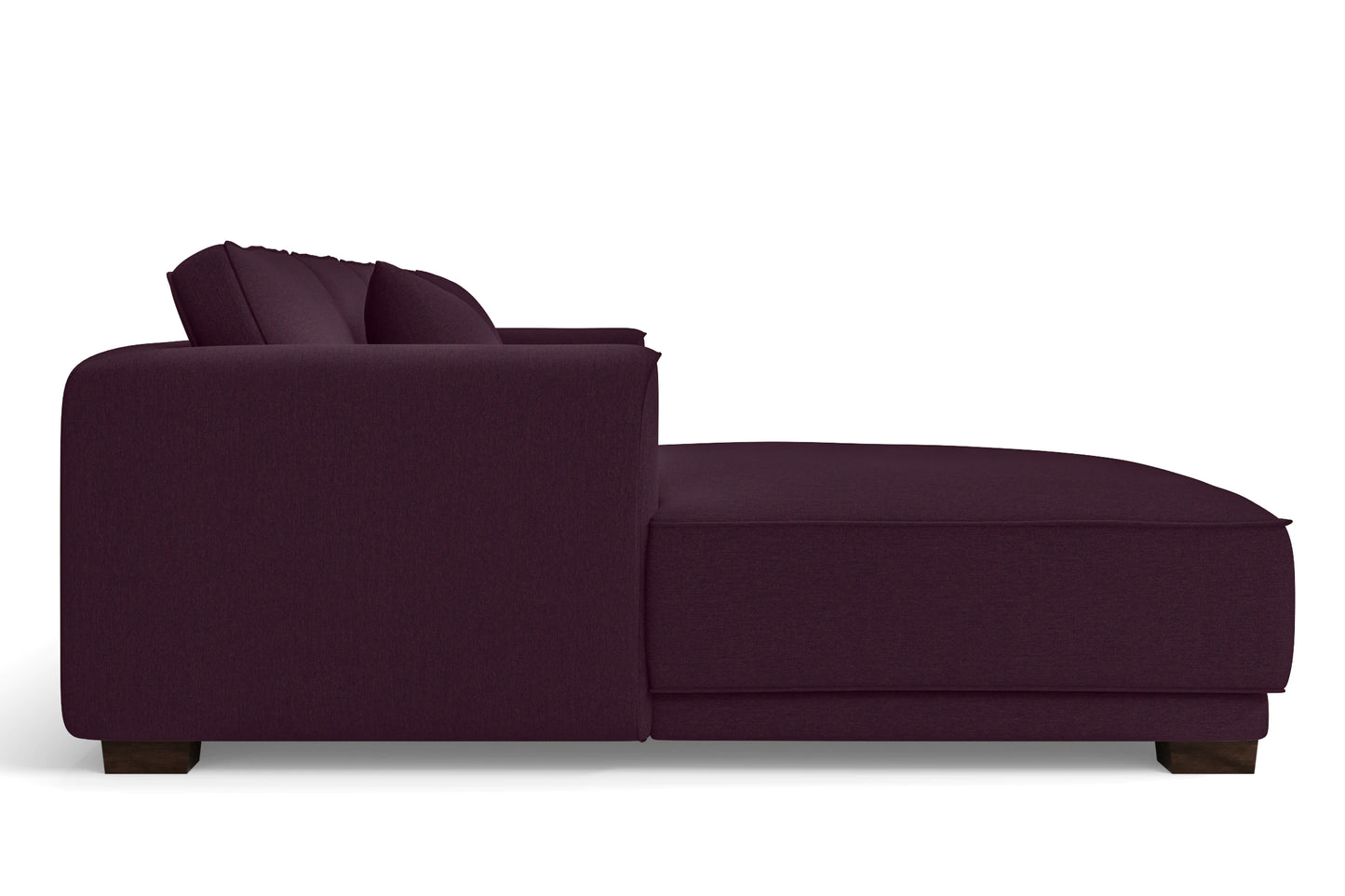 Barletta 4 Seater Left Hand Facing Chaise Lounge Corner Sofa Purple Linen Fabric