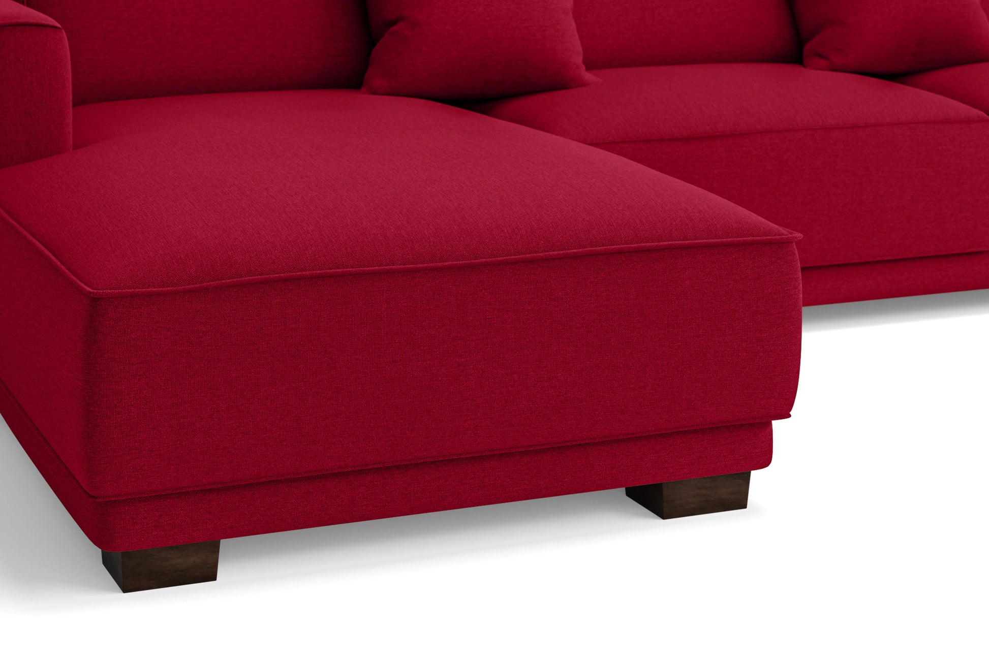 Barletta 4 Seater Left Hand Facing Chaise Lounge Corner Sofa Red Linen Fabric