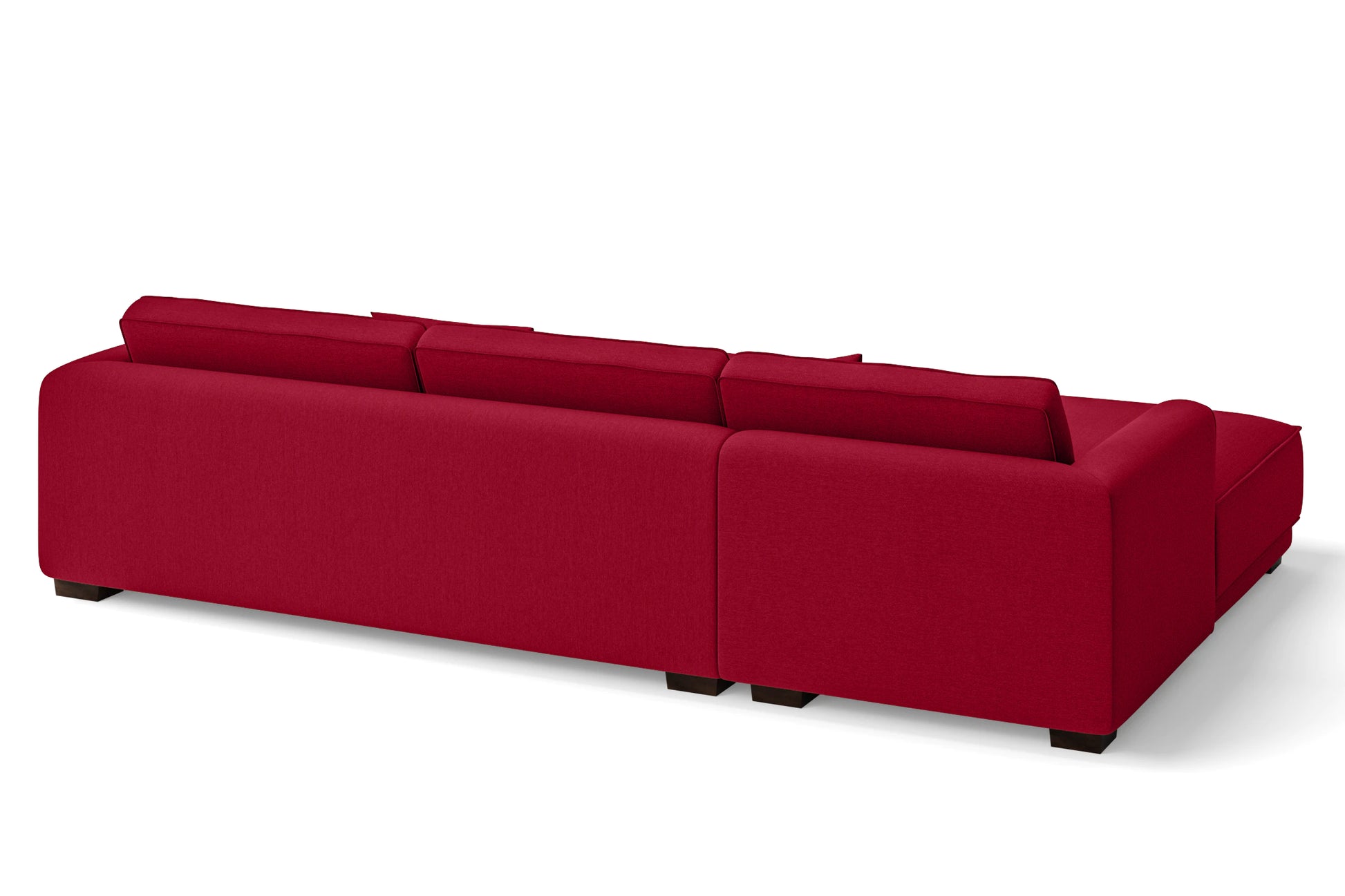 Barletta 4 Seater Left Hand Facing Chaise Lounge Corner Sofa Red Linen Fabric