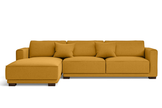 Barletta 4 Seater Left Hand Facing Chaise Lounge Corner Sofa Yellow Linen Fabric