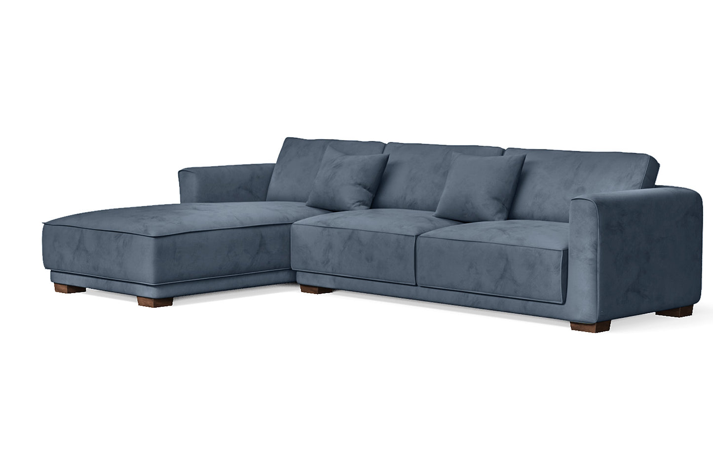 Barletta 4 Seater Left Hand Facing Chaise Lounge Corner Sofa Baby Blue Velvet