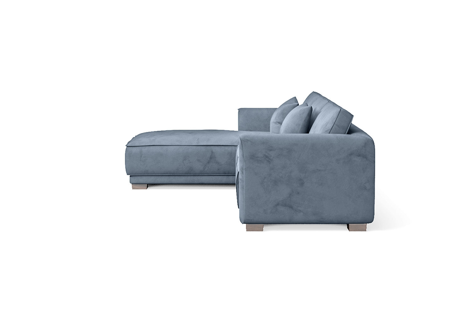 Barletta 4 Seater Left Hand Facing Chaise Lounge Corner Sofa Baby Blue Velvet