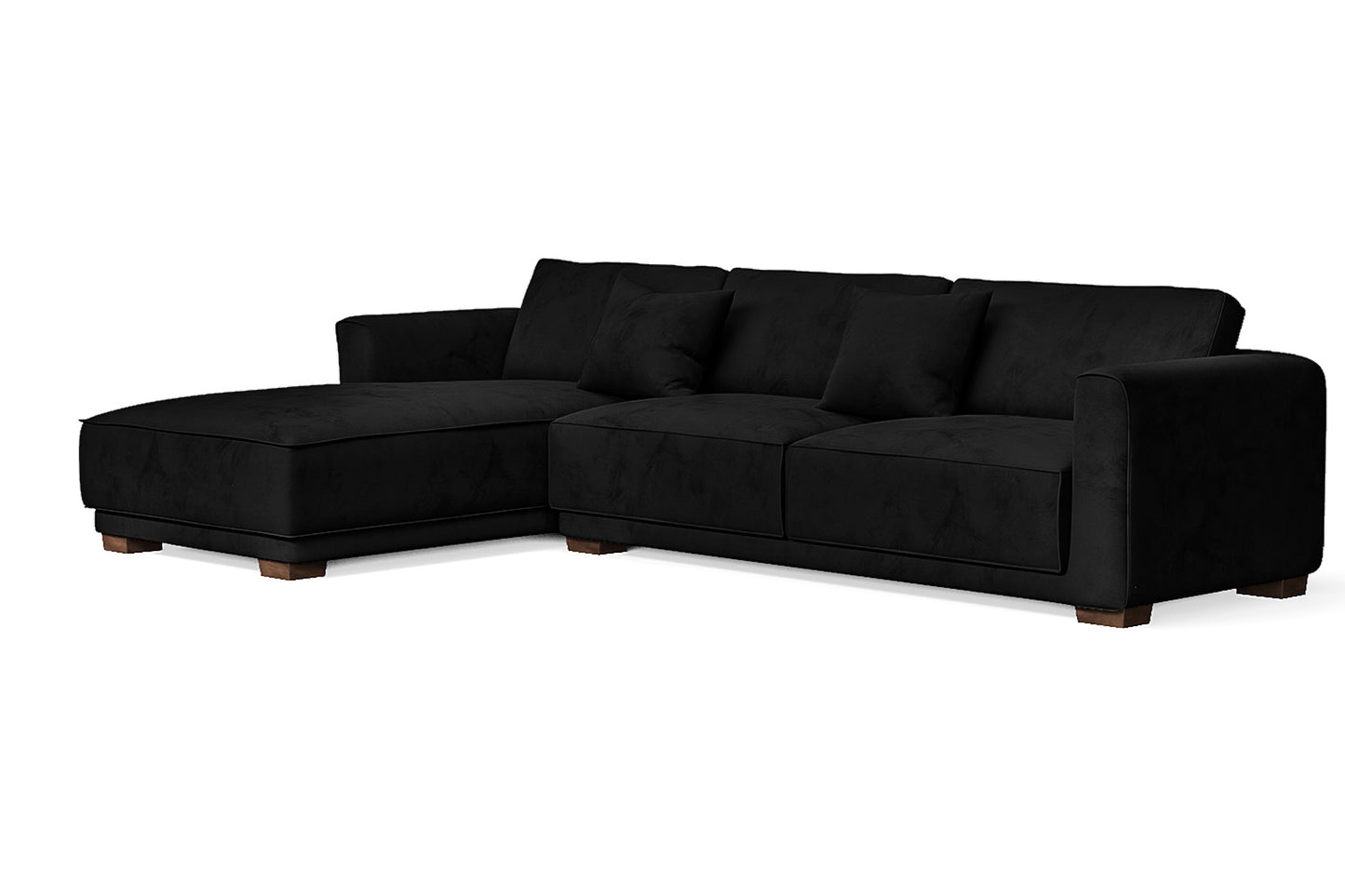 Barletta 4 Seater Left Hand Facing Chaise Lounge Corner Sofa Black Velvet