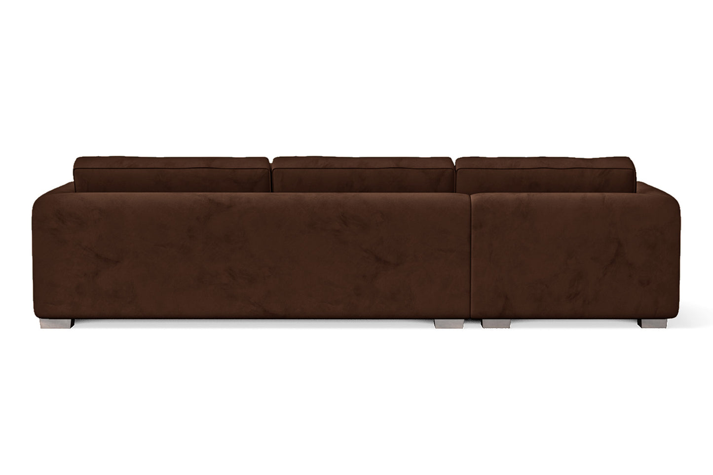 Barletta 4 Seater Left Hand Facing Chaise Lounge Corner Sofa Coffee Brown Velvet