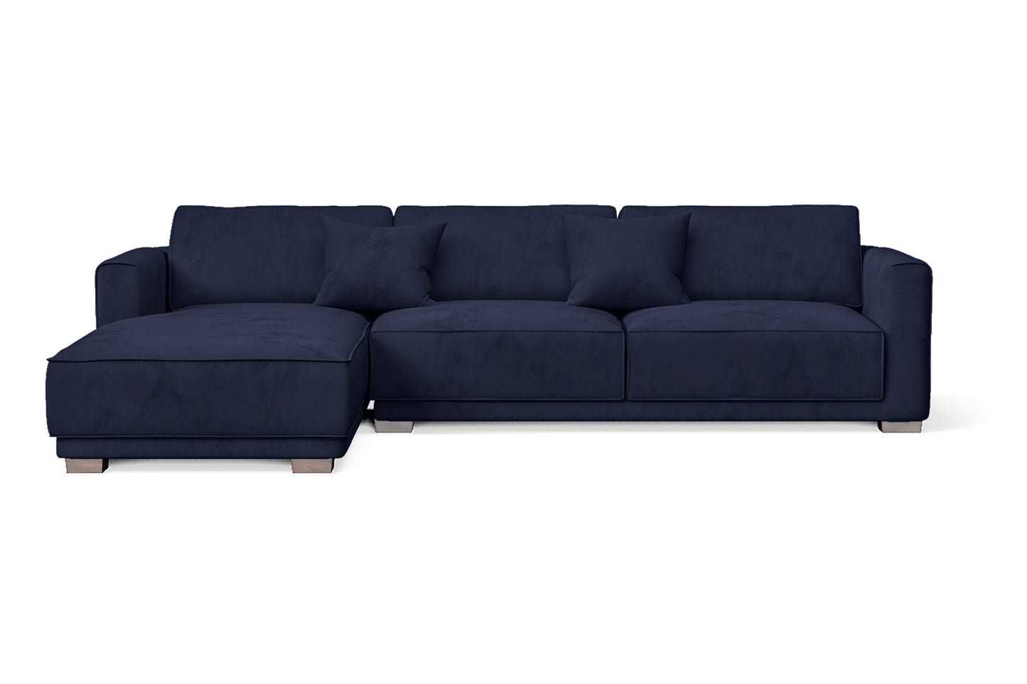 Barletta 4 Seater Left Hand Facing Chaise Lounge Corner Sofa Dark Blue Velvet