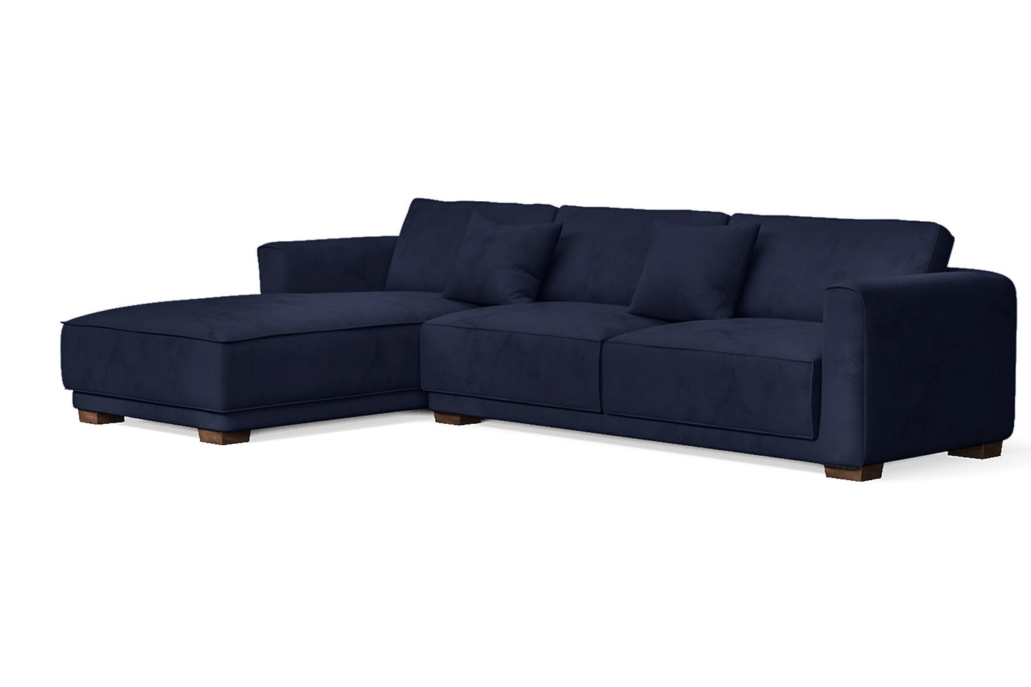 Barletta 4 Seater Left Hand Facing Chaise Lounge Corner Sofa Dark Blue Velvet