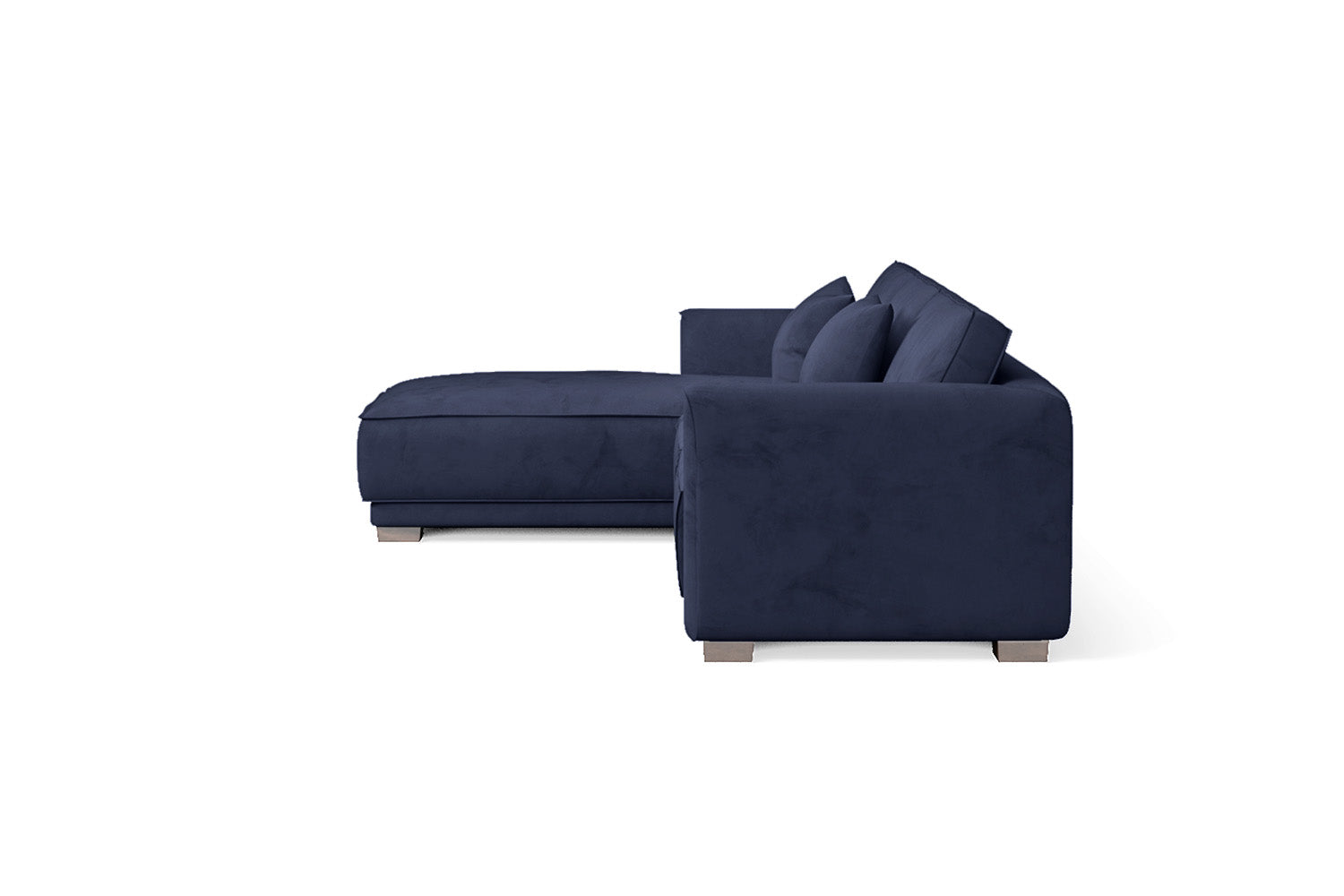 Barletta 4 Seater Left Hand Facing Chaise Lounge Corner Sofa Dark Blue Velvet