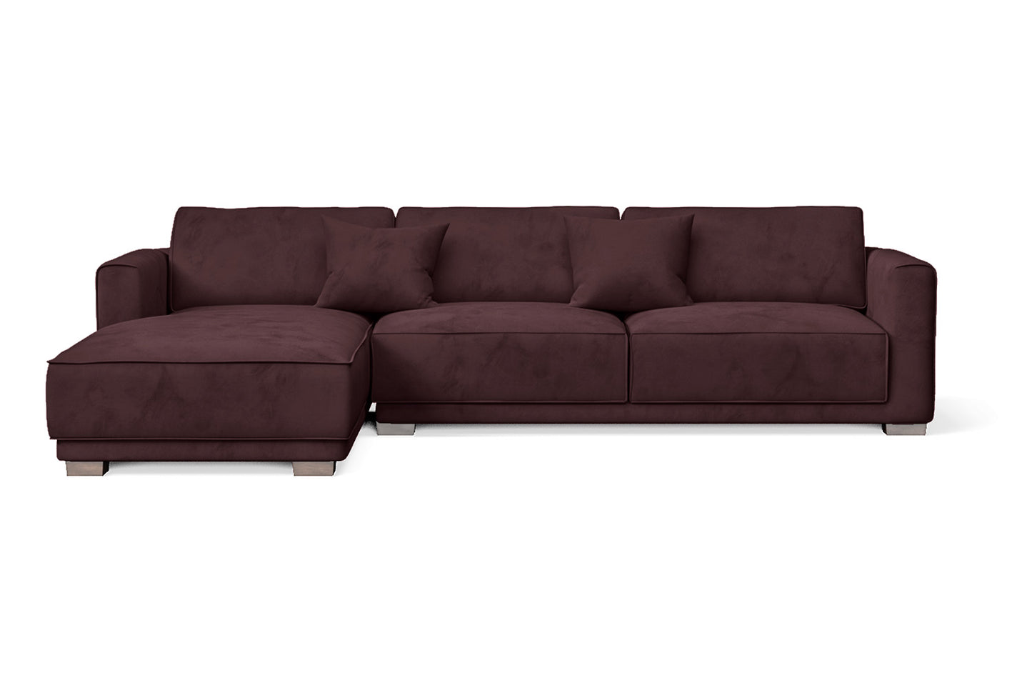 Barletta 4 Seater Left Hand Facing Chaise Lounge Corner Sofa Grape Velvet